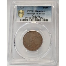 AUSTRALIA 1923 . HALF 1/2 PENNY .  PCGS GENUINE